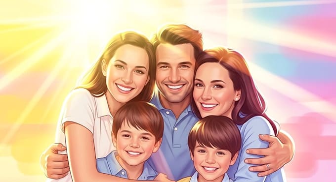 design a professional cartoon family characters