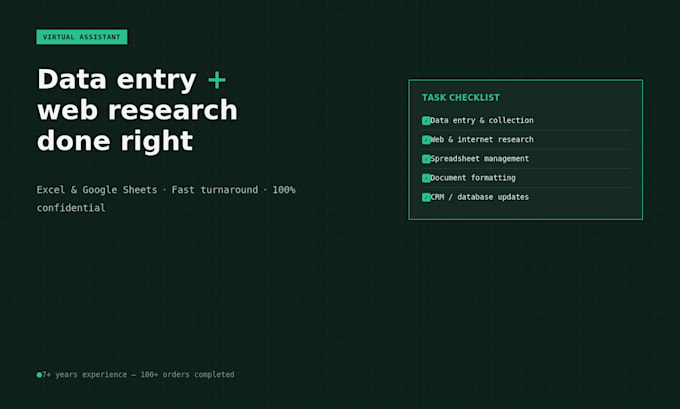 do data entry, web research and excel or google sheets work