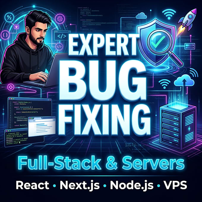 fix react, next js, node js bugs and server errors