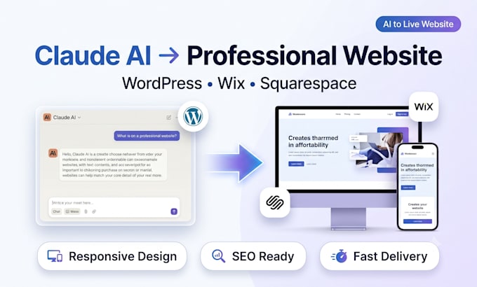 convert claude ai design ideas into wordpress wix sqarespace website