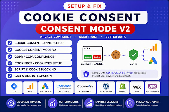 setup cookie consent banner with google consent mode v2 for gdpr