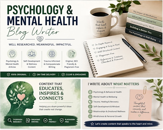 write mental health psychology and self development articles
