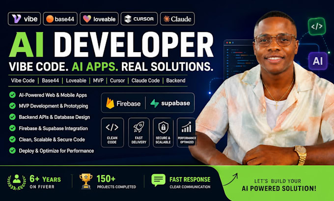 vibe code,base44,loveable,mvp,cursor,claude code, ai developer, backend