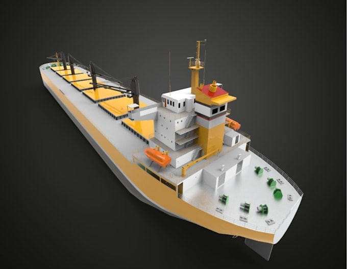 3d ship model, bulk carrier, cargo, container ship, military and offshore render