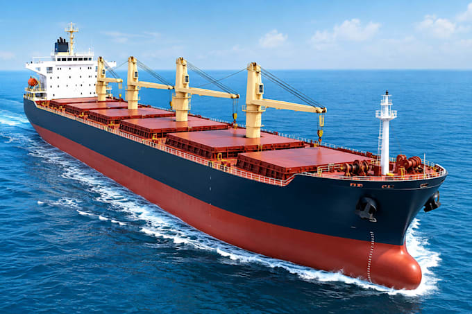 3d ship model, bulk carrier, cargo, container ship, military and offshore render