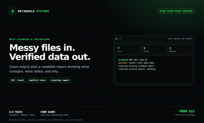 clean validate and transform CSV or excel data