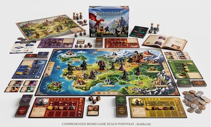 do custom board game design, card game art, and tcg assets