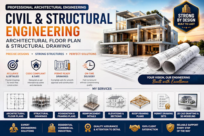 civil and structural engineering architectural floor plan and structural drawing