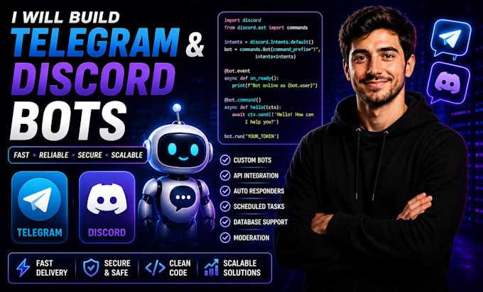 build telegram or discord bots and python automation scripts