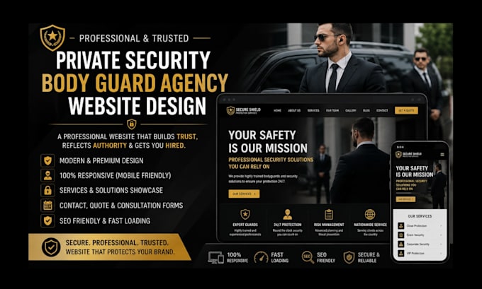 design professional private security body guard agency website