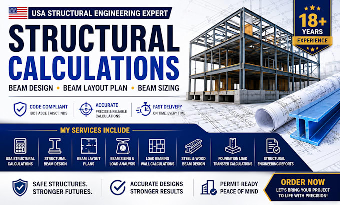 usa structural calculation structural beam design beam layout plan beam sizing