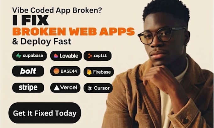 fix vibe coding bugs on lovable, replit, bolt vibe coded website, base44 web app