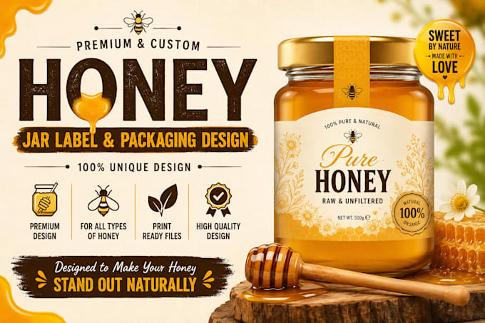design premium honey jar label and honey packaging design