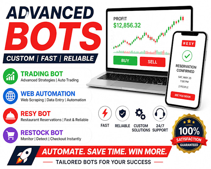 build advanced trading bot, web automation, resy bot, automation bot restock bot