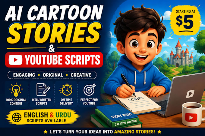 write ai cartoon stories with urdu dialogues for youtube