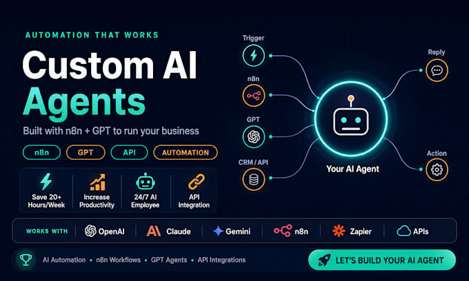 develop custom ai agents using n8n ,gpt and cloude