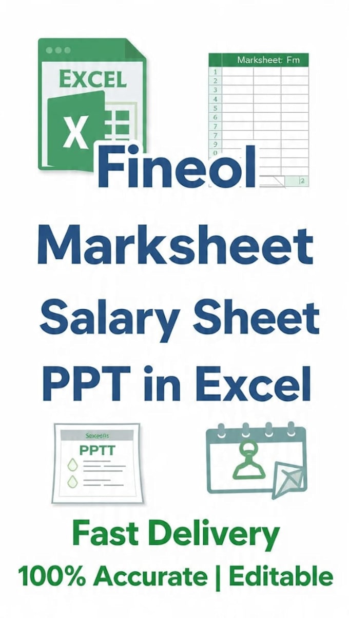 create school marksheet, salary sheet and PPT in excel