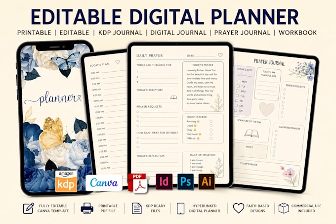 do journal design, editable journal,digital journal, prayer journal, kdp journal