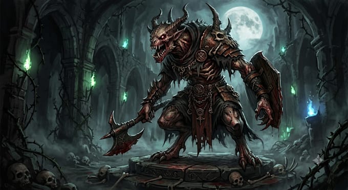 draw a dark horror character or creature design