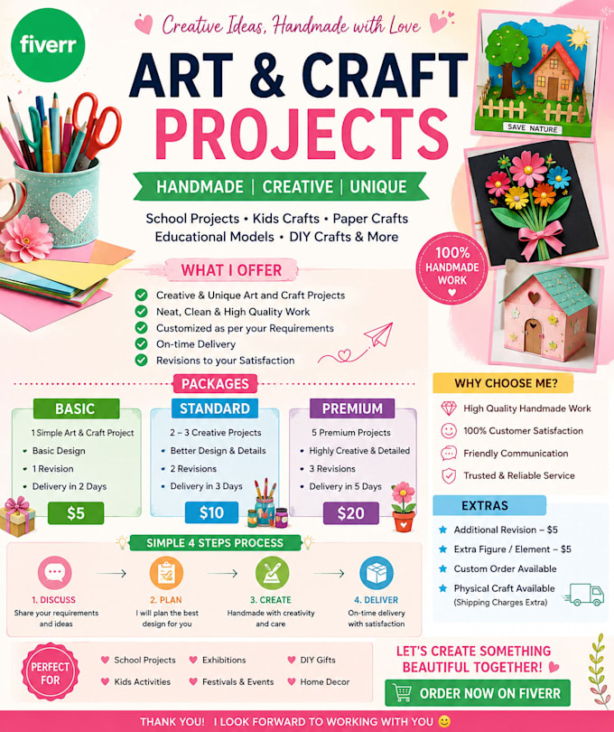 create unique handmade art and craft projects for school and kids