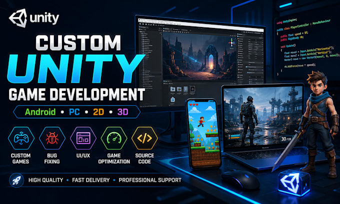 develop a custom unity game for android and PC