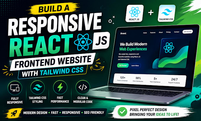 build a responsive react js website using tailwind CSS