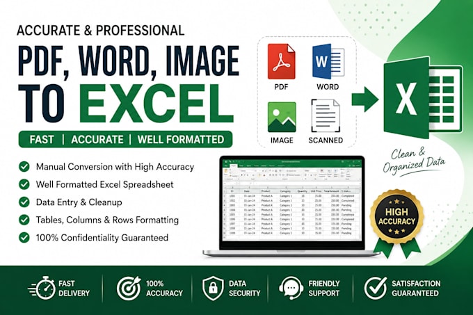 convert PDF, word, image, and scanned files to excel