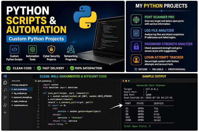 create python scripts, automation tools, and cybersecurity