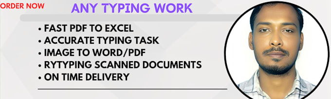 do expert PDF to excel, image to PDF and accurate typing tasks