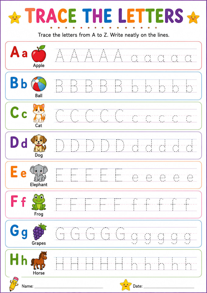 design printable alphabet tracing worksheets for kids