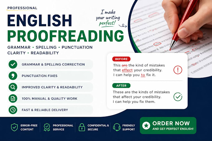 proofread and correct your english grammar professionally