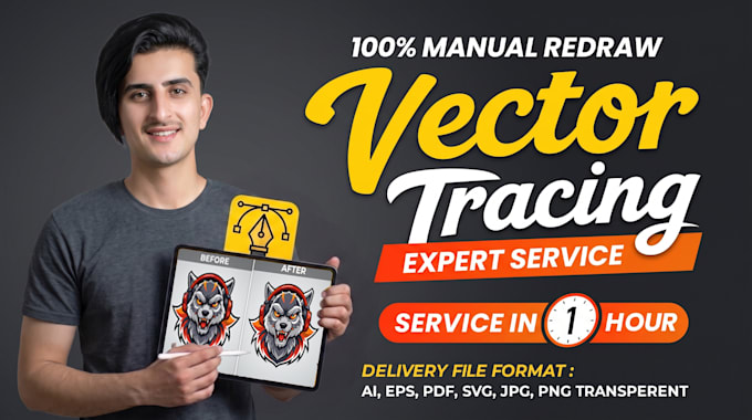 manually vector trace, redraw artwork and image to vector