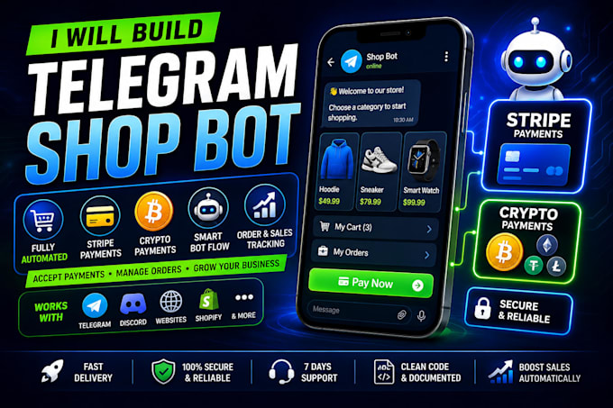 build a telegram shop bot with python, crypto and stripe payment integration