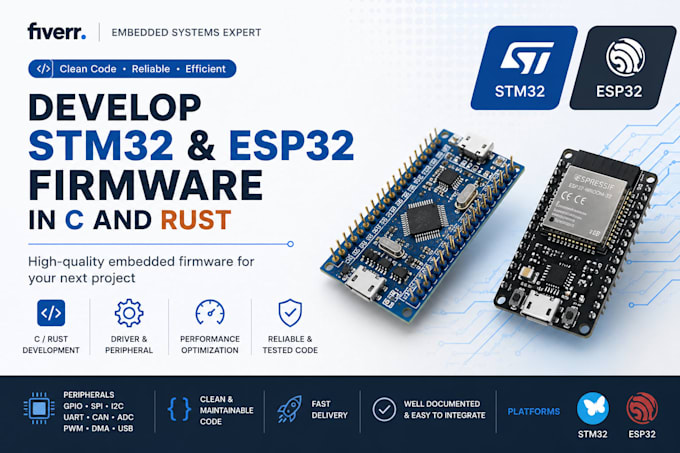 develop stm32 and esp32 firmware in c and rust