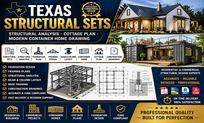 design texas structural sets analysis cottage plan modern container home drawing