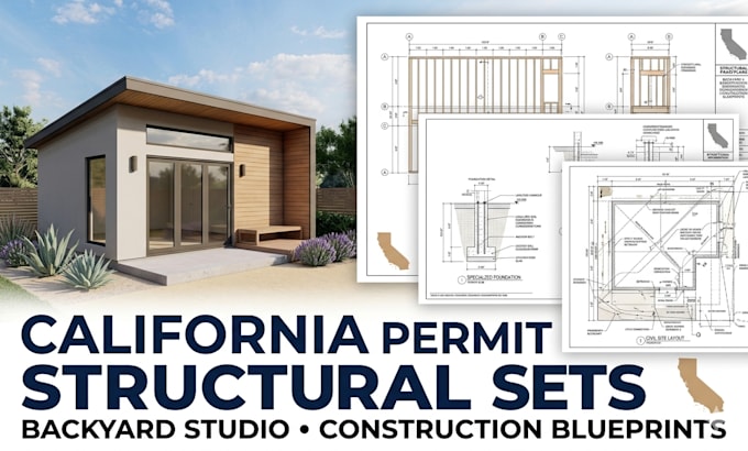 design california permit construction sets structural foundation backyard studio