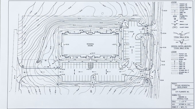 design professional site grading plan, drainage and erosion control drawings