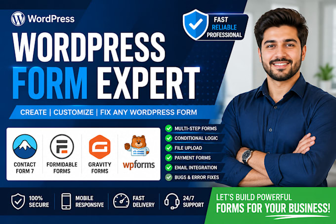 create or fix wordpress forms using contact form 7, formidable, gravity forms