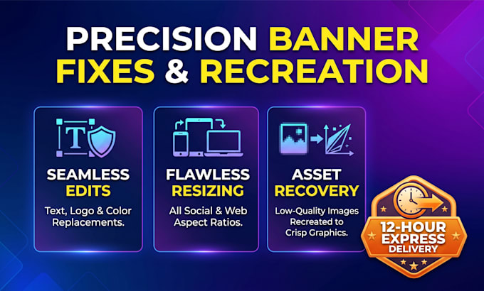 perfectly edit, fix, modify, change, update, resize, recreate banner