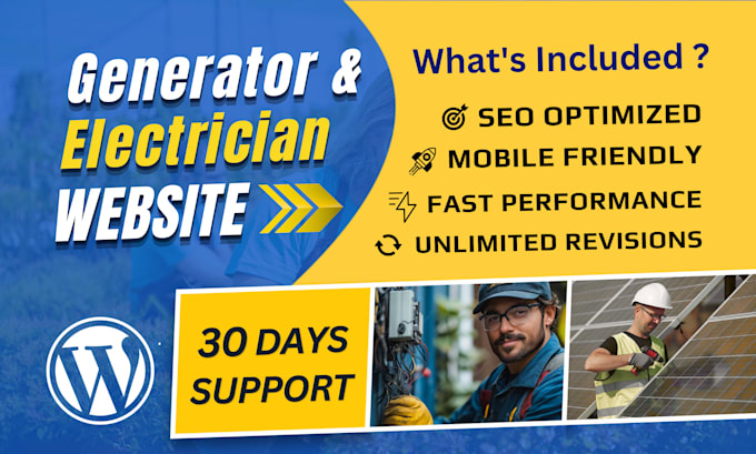 build electrician, generator, solar, ev charger installation website