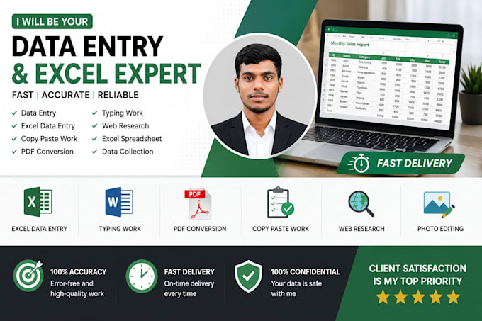 do accurate data entry, copy paste and typing work