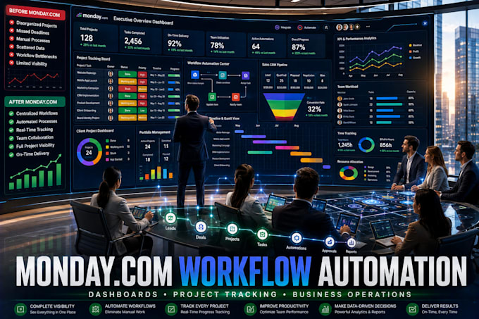 set up monday com workflows automation dashboards and project tracking