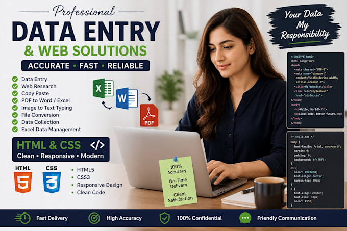 do a data entry with html css also creat data entry forms