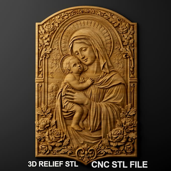create a custom religious cnc stl for wood carving