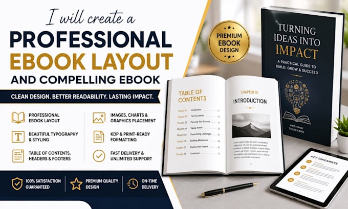 create a professional ebook layout,compelling ebook