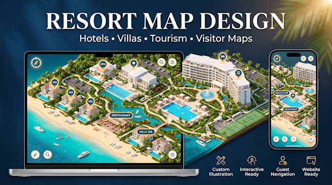 create a custom resort and hotel map for guest an visitor