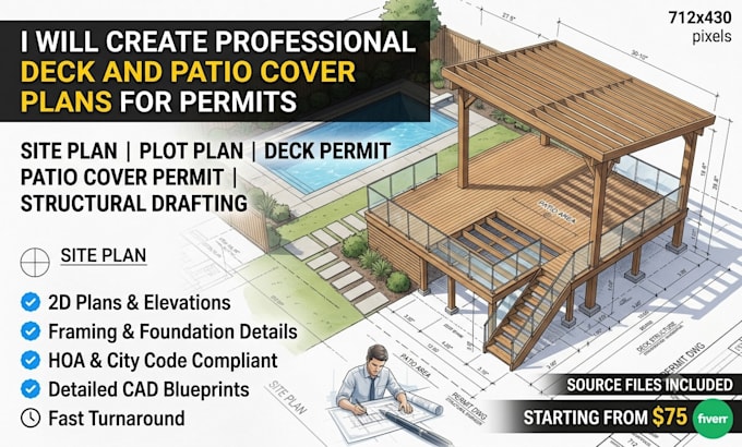 draft deck and patio cover plans for city permits building permit