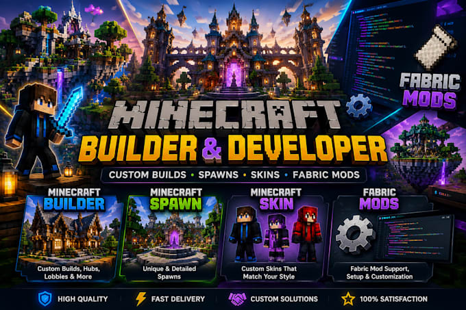 build custom minecraft spawn, skin and fabric mods