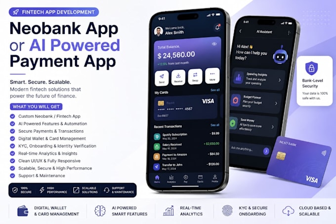 develop a fintech app neobank app or ai powered payment app