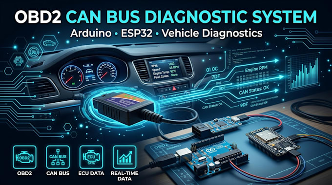 develop obd2 can bus car diagnostic system using arduino or esp32